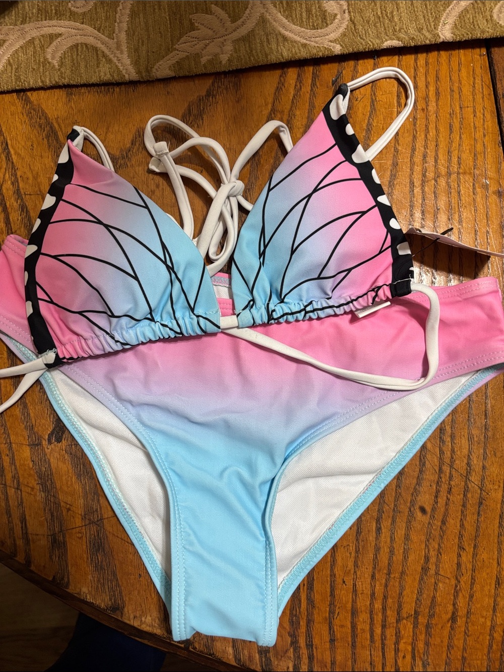 Pink & Blue Gradient Triangle Bikini Set - Picture 3 of 5